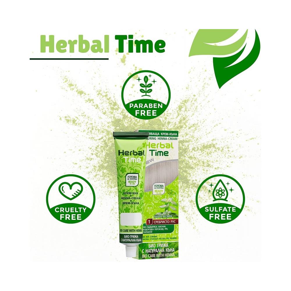 Crema-henna Colorante Nr. 1 Biondo-argentato 'herbal Time' - Foto 2