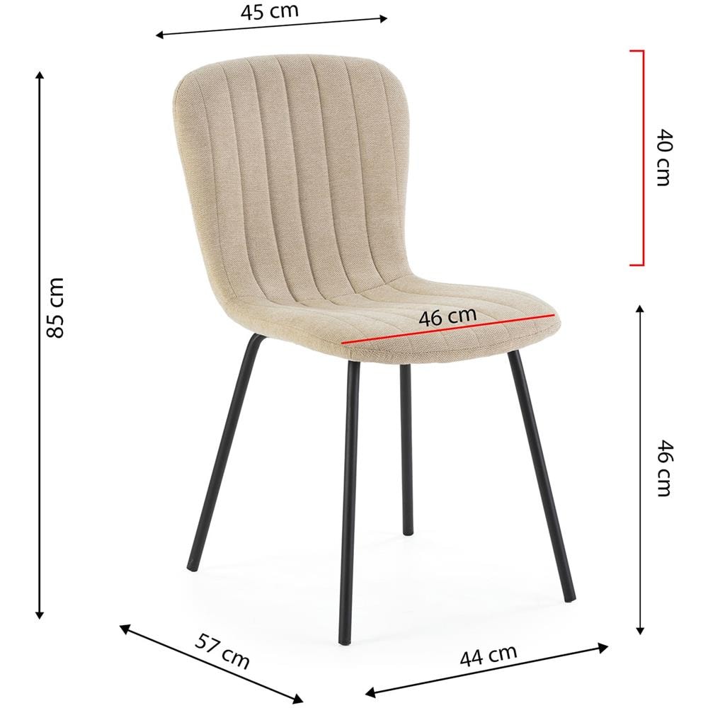 Pack 4 Sedie Lucky Rivestite In Tessuto Beige - Foto 5