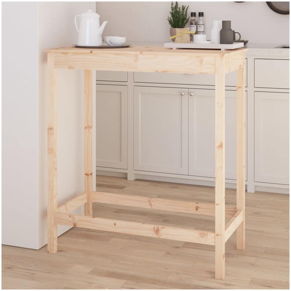 Tavolo Da Bar 100x50x110 Cm In Legno Massello Di Pino - Foto 3