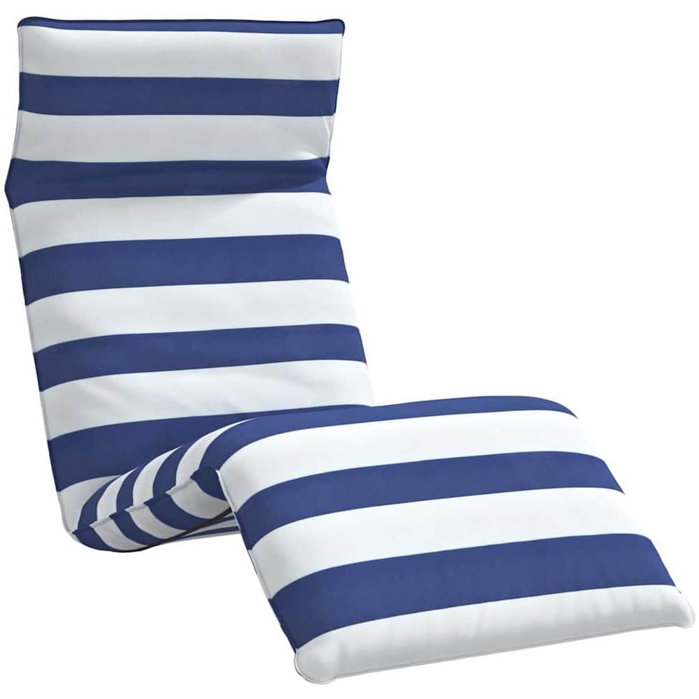 Lettino Pieghevole Blu e Bianco 175x54x8,5 cm in Tessuto Oxford - Foto 1