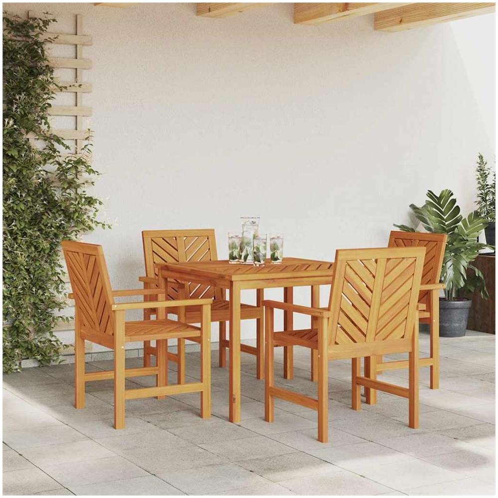 Set da Pranzo per Giardino 5 pcs Marrone 90 x 90 x 74 cm - Foto 2