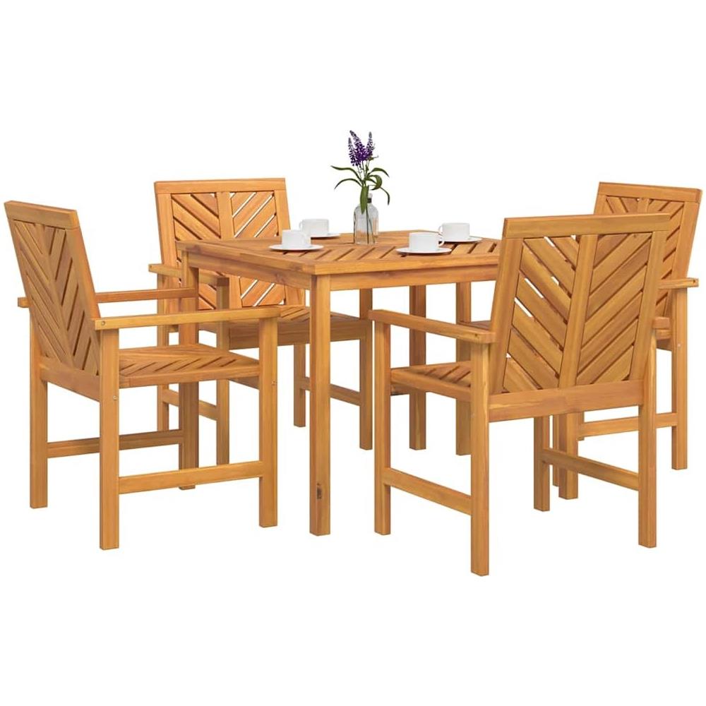 Set da Pranzo per Giardino 5 pcs Marrone 90 x 90 x 74 cm - Foto 9
