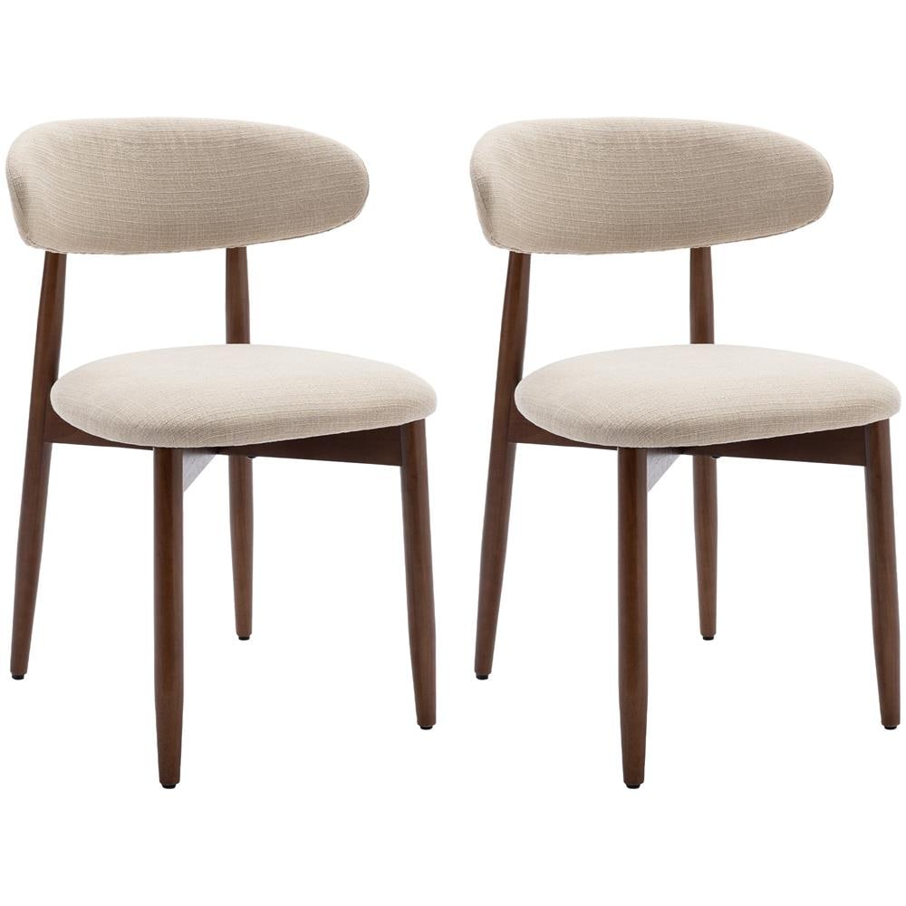 Sedia Set Da 2 Sedie In Legno Massiccio, Robusta Ed Elegante, Stile Minimalista Nordico, Ideale Per Salotto E Cucina, Beige - Foto 1