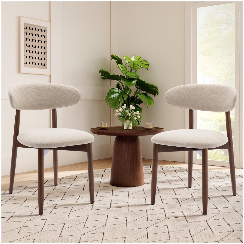 Sedia Set Da 2 Sedie In Legno Massiccio, Robusta Ed Elegante, Stile Minimalista Nordico, Ideale Per Salotto E Cucina, Beige - Foto 8