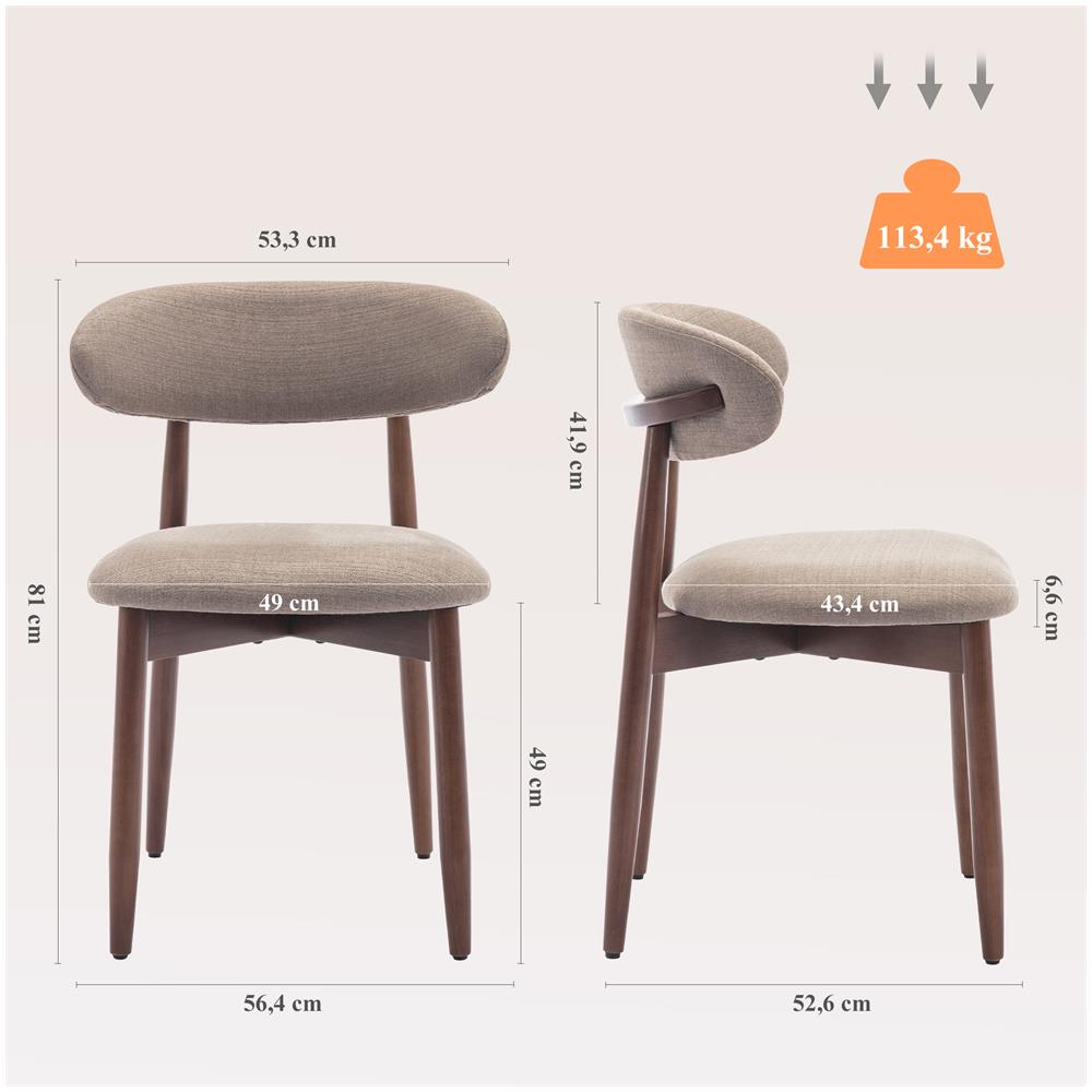 Set Di 6 Sedie Da Sala Da Pranzo, Resistenti Ed Eleganti, In Stile Scandinavo Minimalista, Ideali Per Sala Da Pranzo E Cucina, Cammello - Foto 2