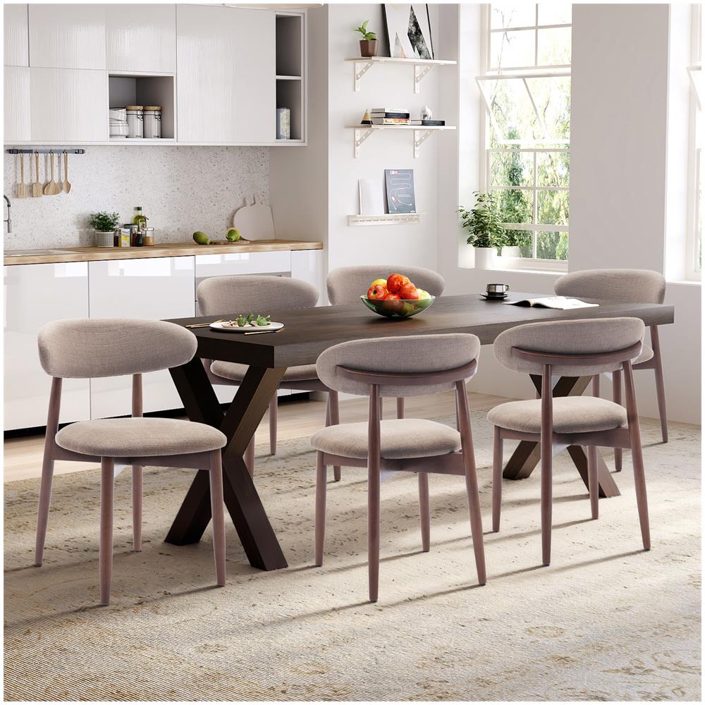 Set Di 6 Sedie Da Sala Da Pranzo, Resistenti Ed Eleganti, In Stile Scandinavo Minimalista, Ideali Per Sala Da Pranzo E Cucina, Cammello - Foto 8