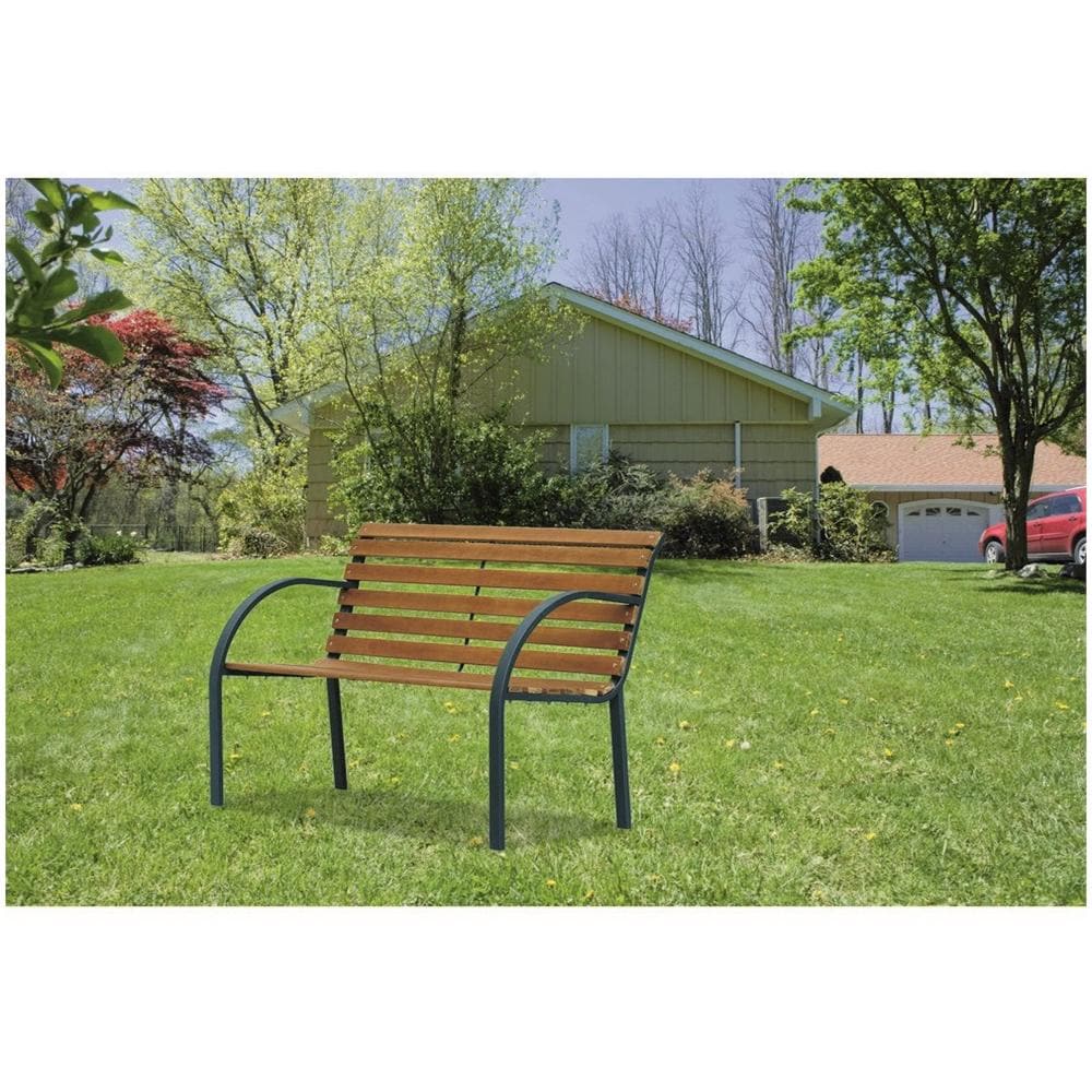Panchina Acciaio E Legno, Stile Parco, 122x62xh. 80 Cm - Foto 1