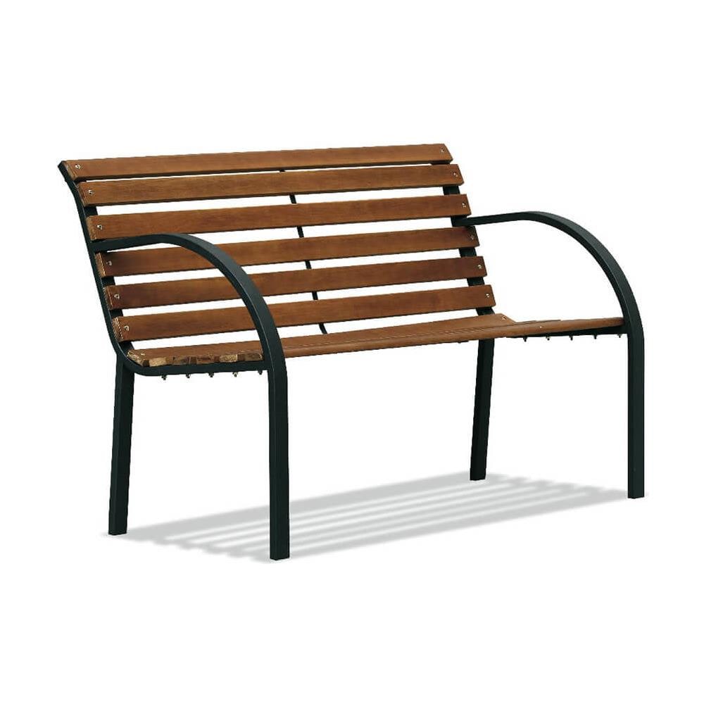 Panchina Acciaio E Legno, Stile Parco, 122x62xh. 80 Cm - Foto 3