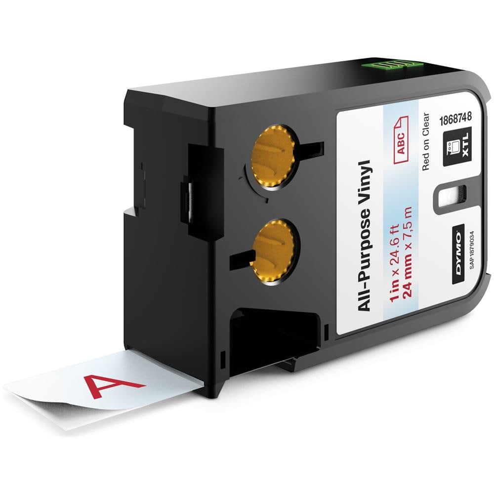 Nastro in Vinile Interni / Esterni per Etichettatrice Modello XTL Formato 24 mm x 7 m Rosso su Transparente - Foto 2