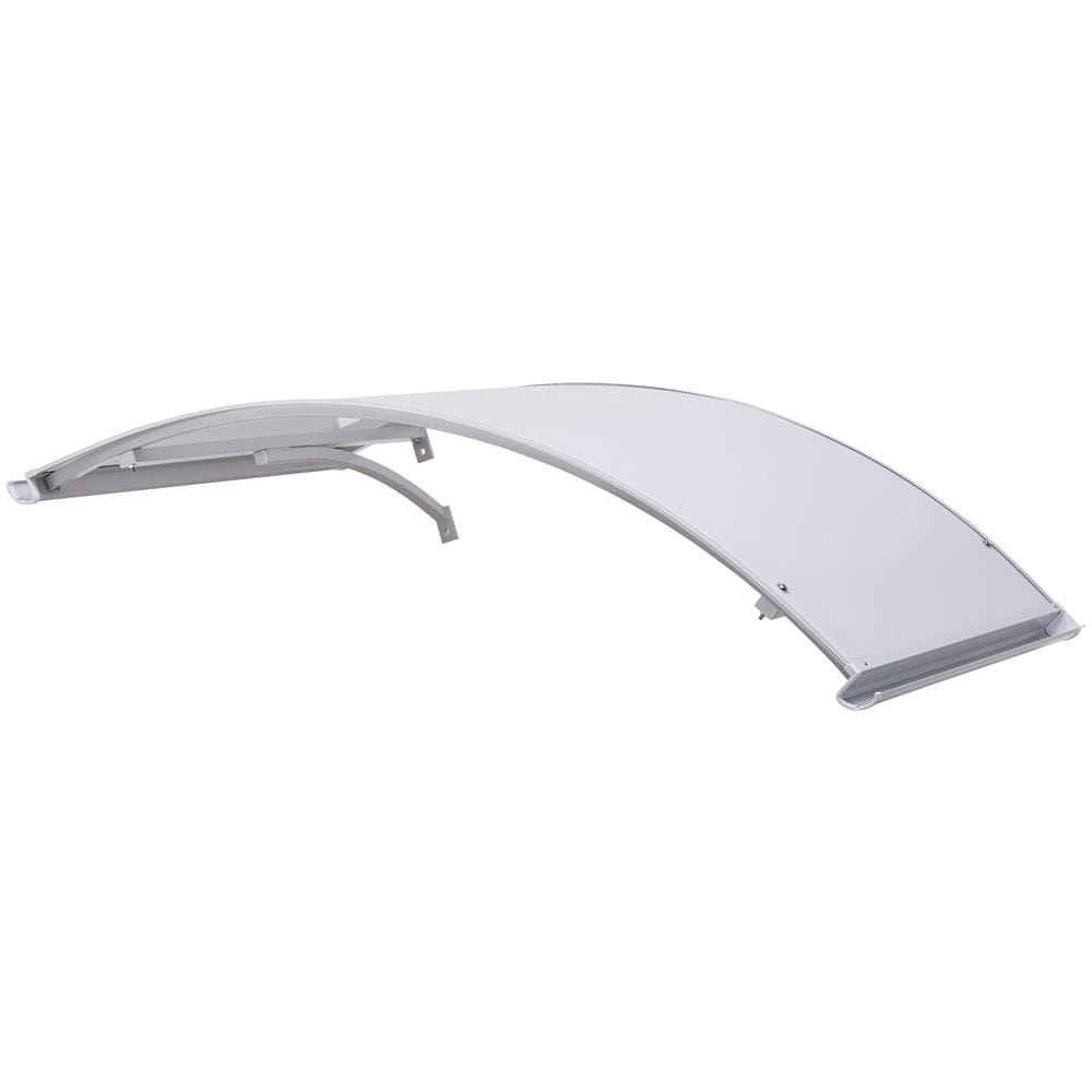 Pensilina Alluminio Arco 120x160 Supporto Grigio e copertura in Policarbonato compatto satinato opalino - Con Sgocciolatoio - Foto 1