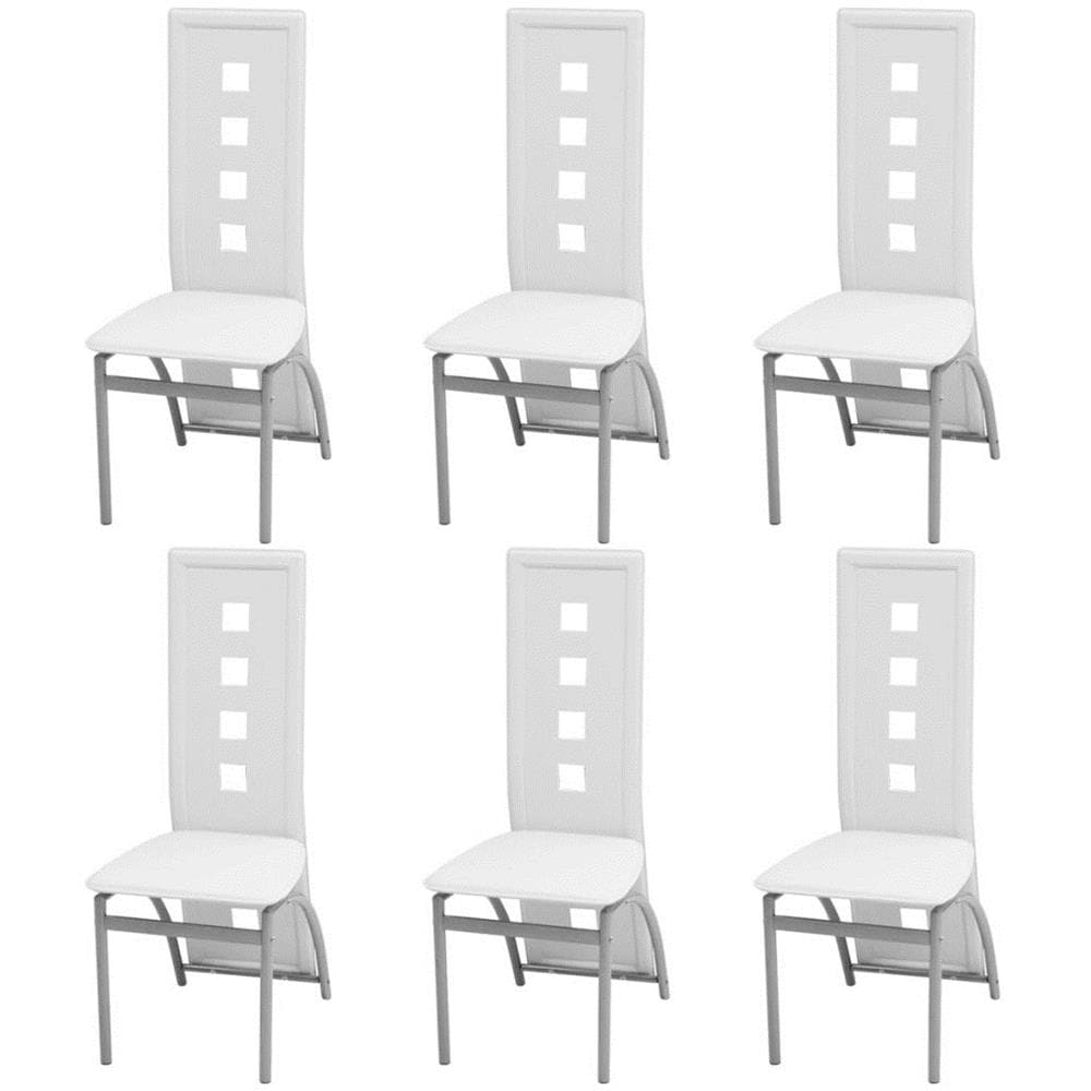 Sedie Da Pranzo 6 Pz Pelle Artificiale Bianca (243646+243647)  - Foto 1