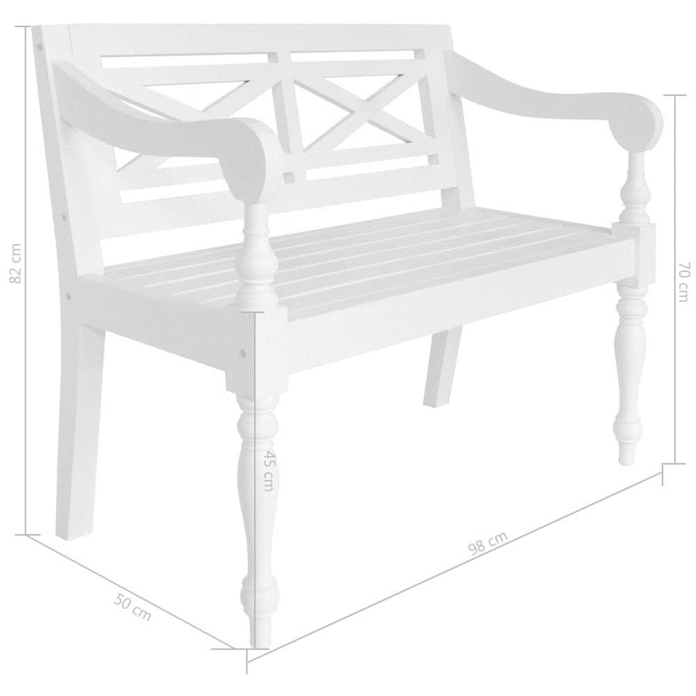Panchina Batavia 98 cm in Legno Massello di Mogano Bianca - Foto 6