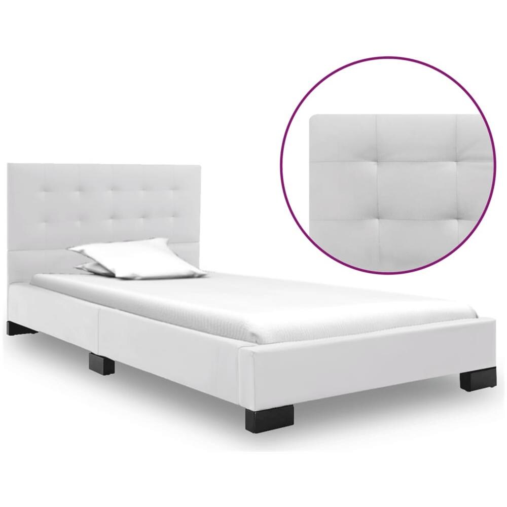 vidaXL Giroletto Elegante Classico Robusto in Similpelle Telaio Struttura Letto in Metallo e Compensato Gambe in Acciaio Bianco 90x200 cm