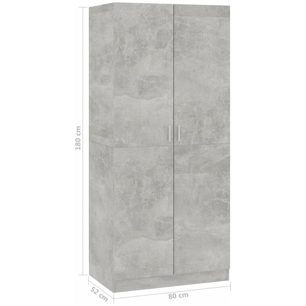 Armadio Grigio Cemento 80x52x180 cm in Legno Multistrato - Foto 14