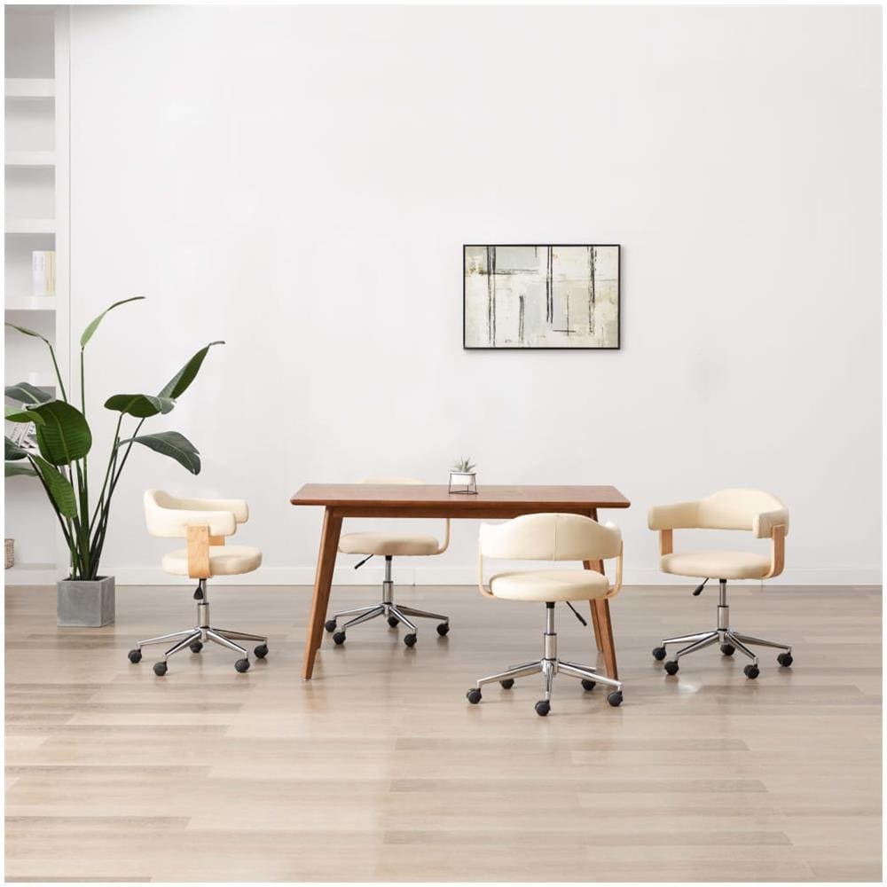 Sedie da Pranzo Girevoli 4 pz Crema in Similpelle - Foto 1