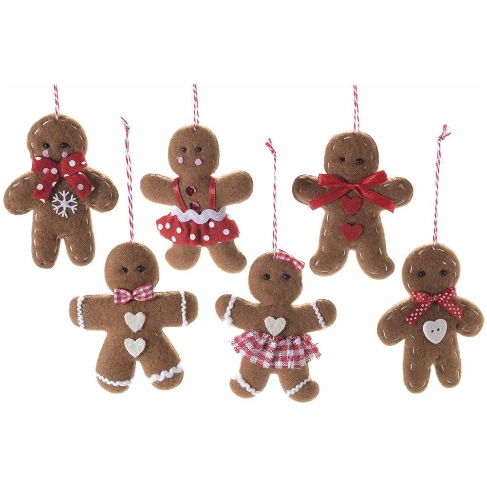 Omini Pan Di Zenzero In Stoffa Imbottita Da Appendere Set Da 18 Decorazioni Natalizie - Foto 1
