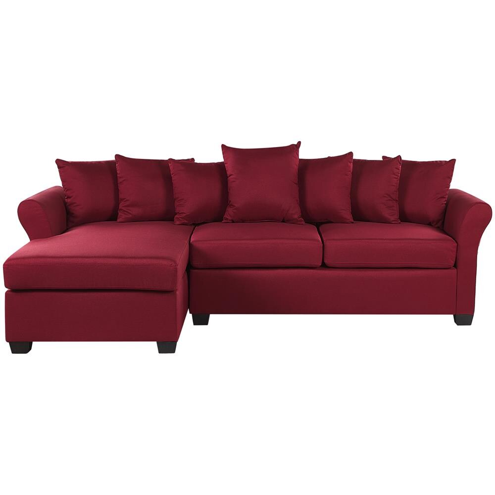 Divano Angolare Rivestito In Tessuto Bordeaux Versione Destra Vikna - Foto 1