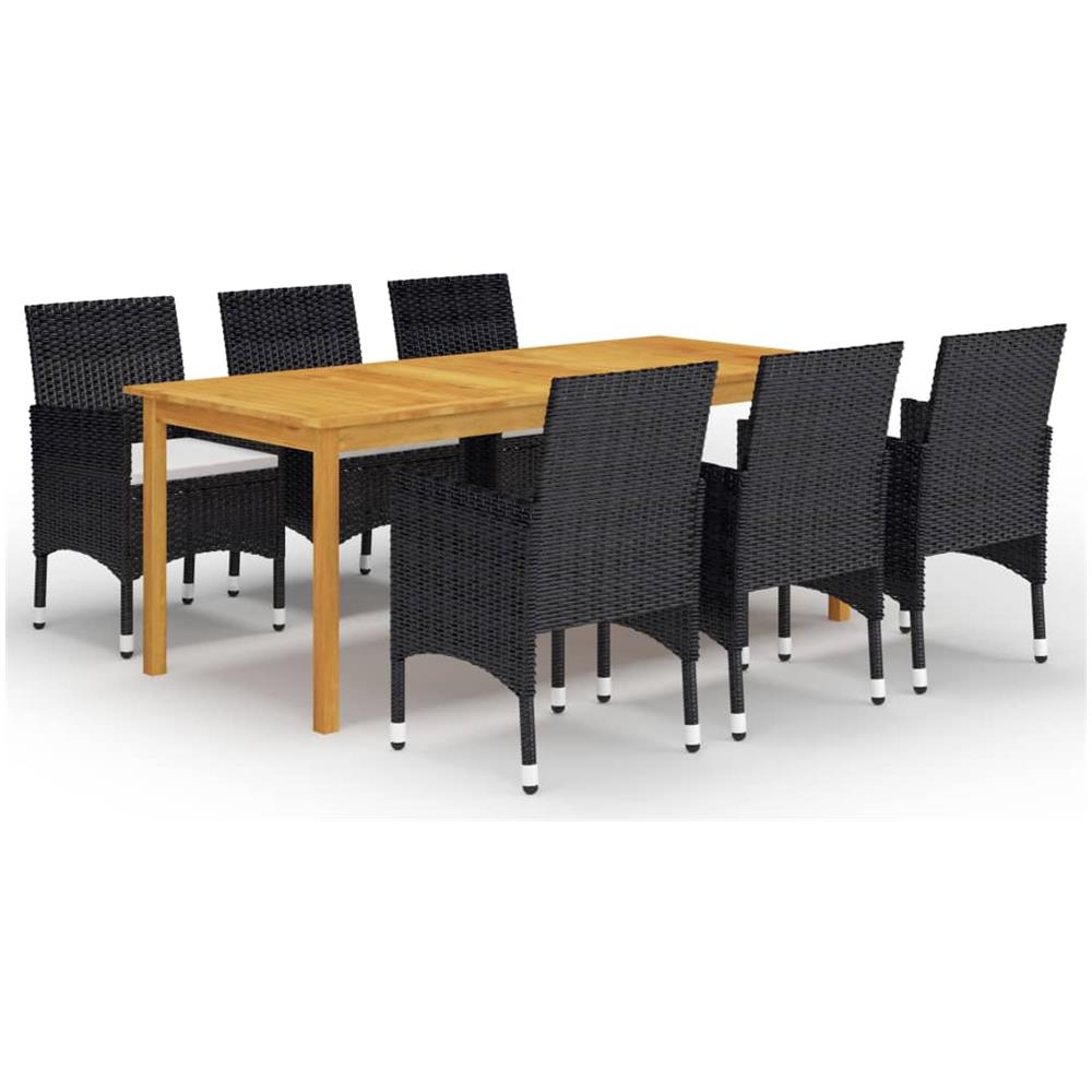 Set Mobili da Pranzo per Giardino 7 pz Nero - Foto 1