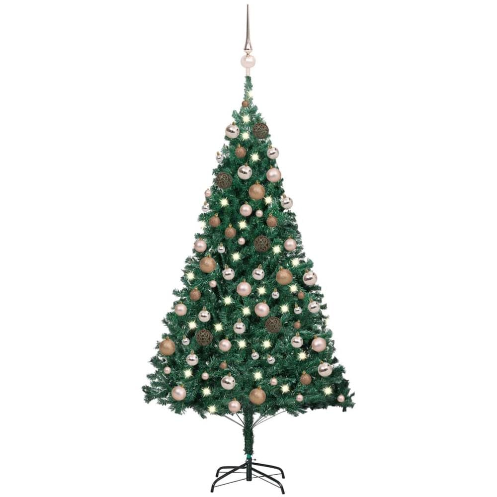 Set Albero Natale Artificiale con LED Palline Verde 120 cm PVC - Foto 1
