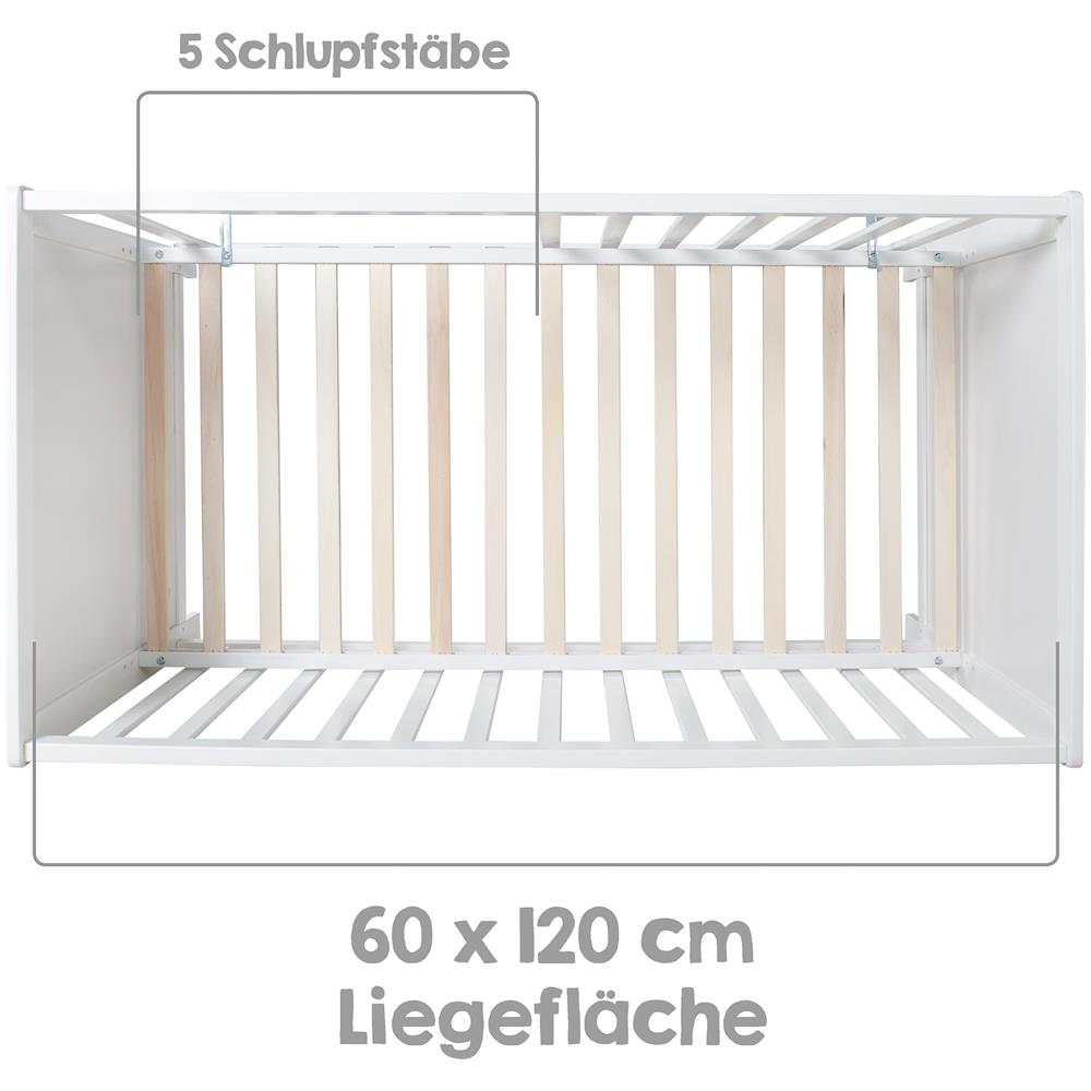 Letto Fianco Letto Universale, 60 X 120 Cm, Bianco, Regolabile In Altezza, 5 Pioli, Incl. Rete A Doghe - Foto 6