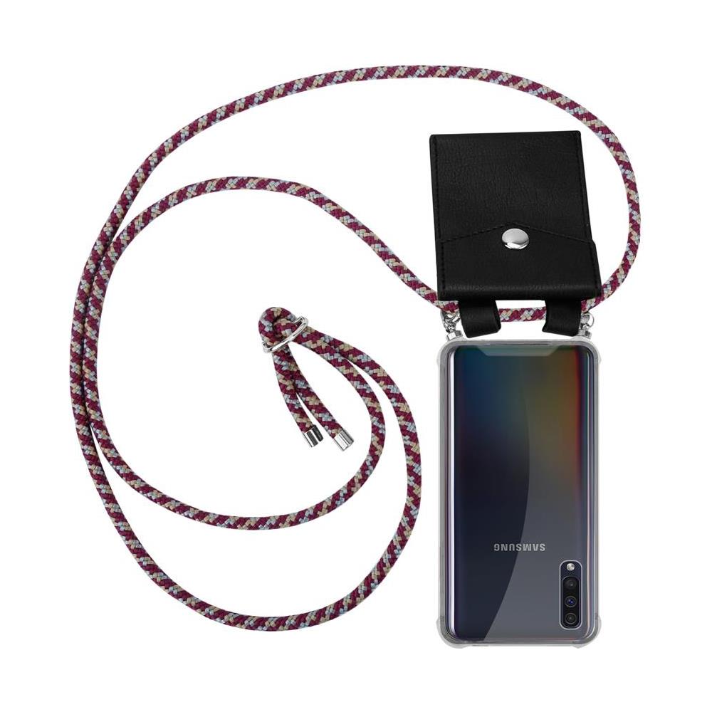 Catena Di Telefoni Cellulari Compatibile Con Samsung Galaxy A50 In Rosso Giallo Bianco - Coperchio Protettivo In Silicone Con Anelli D'argento, Cinturino In Corda E Custodia Staccabile - Foto 1