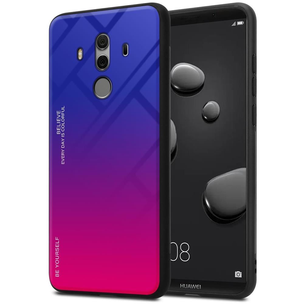 Custodia Compatibile Con Huawei Mate 10 Pro In Viola - Rosso - Coperchio Protettivo Bicolore In Vetro Temperato E Silicone Tpu - Foto 1