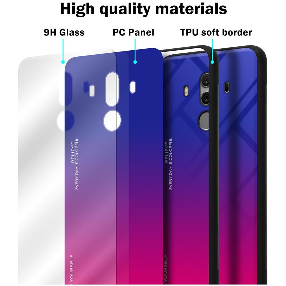 Custodia Compatibile Con Huawei Mate 10 Pro In Viola - Rosso - Coperchio Protettivo Bicolore In Vetro Temperato E Silicone Tpu - Foto 7