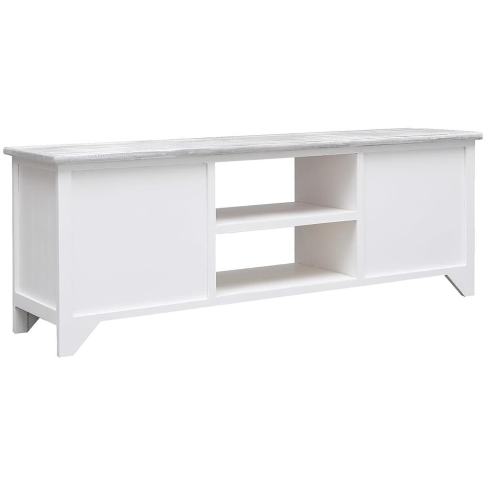 Mobile Porta TV Bianco e Grigio 108x30x40 cm Legno di Paulownia - Foto 3