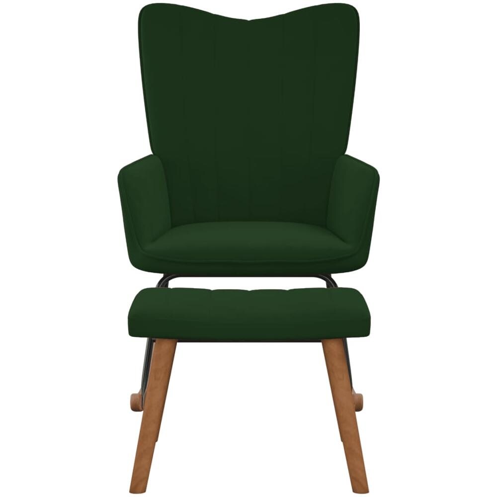 Poltrona a Dondolo con Poggiapiedi Verde Scuro in Velluto - Foto 2