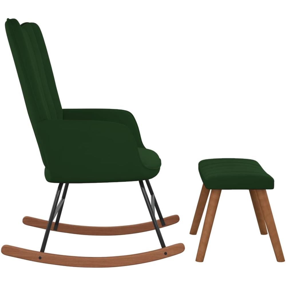 Poltrona a Dondolo con Poggiapiedi Verde Scuro in Velluto - Foto 3