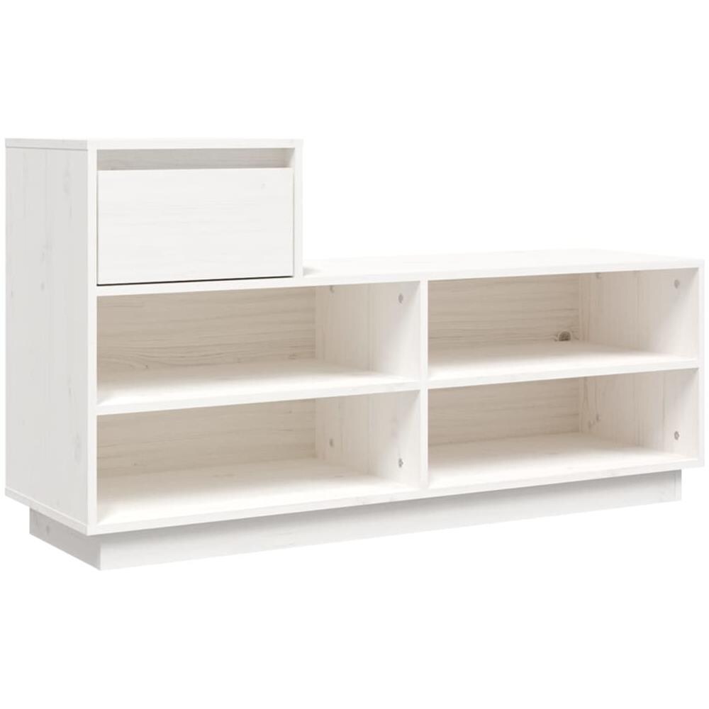 Scarpiera Bianca 110x34x61 Cm In Legno Massello Di Pino - Foto 2