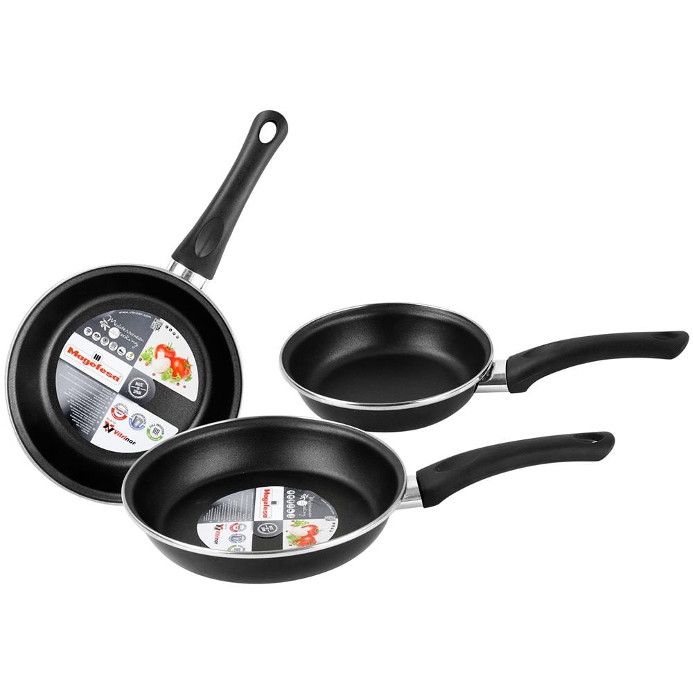 Kenia 3 Padelle 18-20-24cm Induzione, Pfoa-free Antiaderente Acciaio Vetrificato Nero - Foto 1