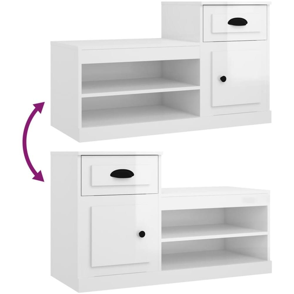 Scarpiera Bianco Lucido 100x42x60 Cm In Legno Multistrato - Foto 2
