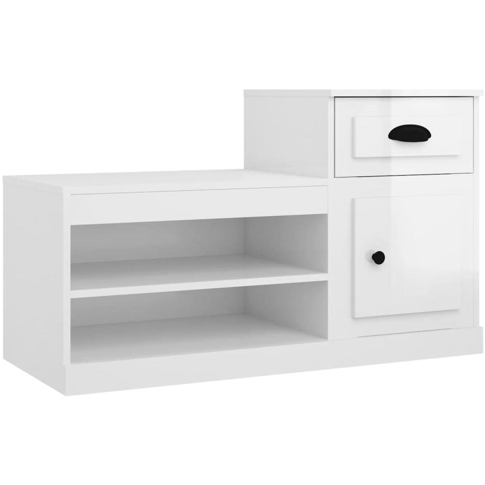 Scarpiera Bianco Lucido 100x42x60 Cm In Legno Multistrato - Foto 1