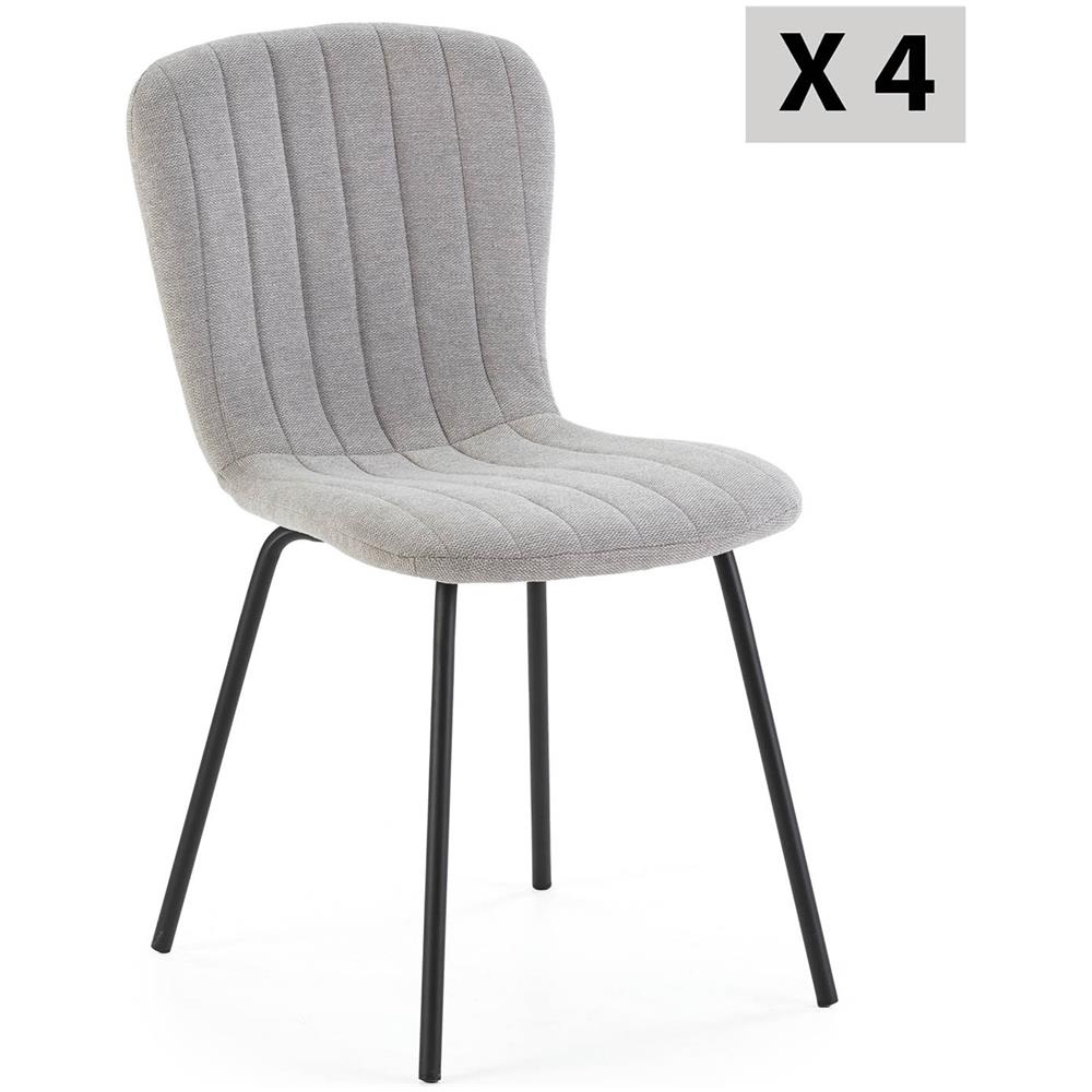 Pack 4 Sedie Lucky Rivestite In Tessuto Grigio Chiaro - Foto 1