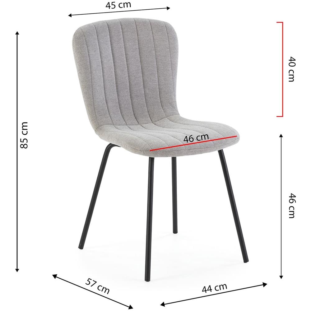 Pack 4 Sedie Lucky Rivestite In Tessuto Grigio Chiaro - Foto 5