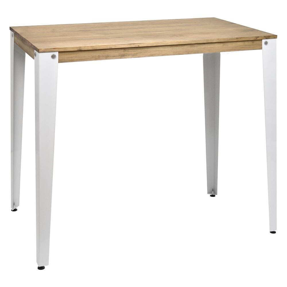 Tavolo da pranzo rotondo effetto legno di rovere e bianco 90x90x77cm