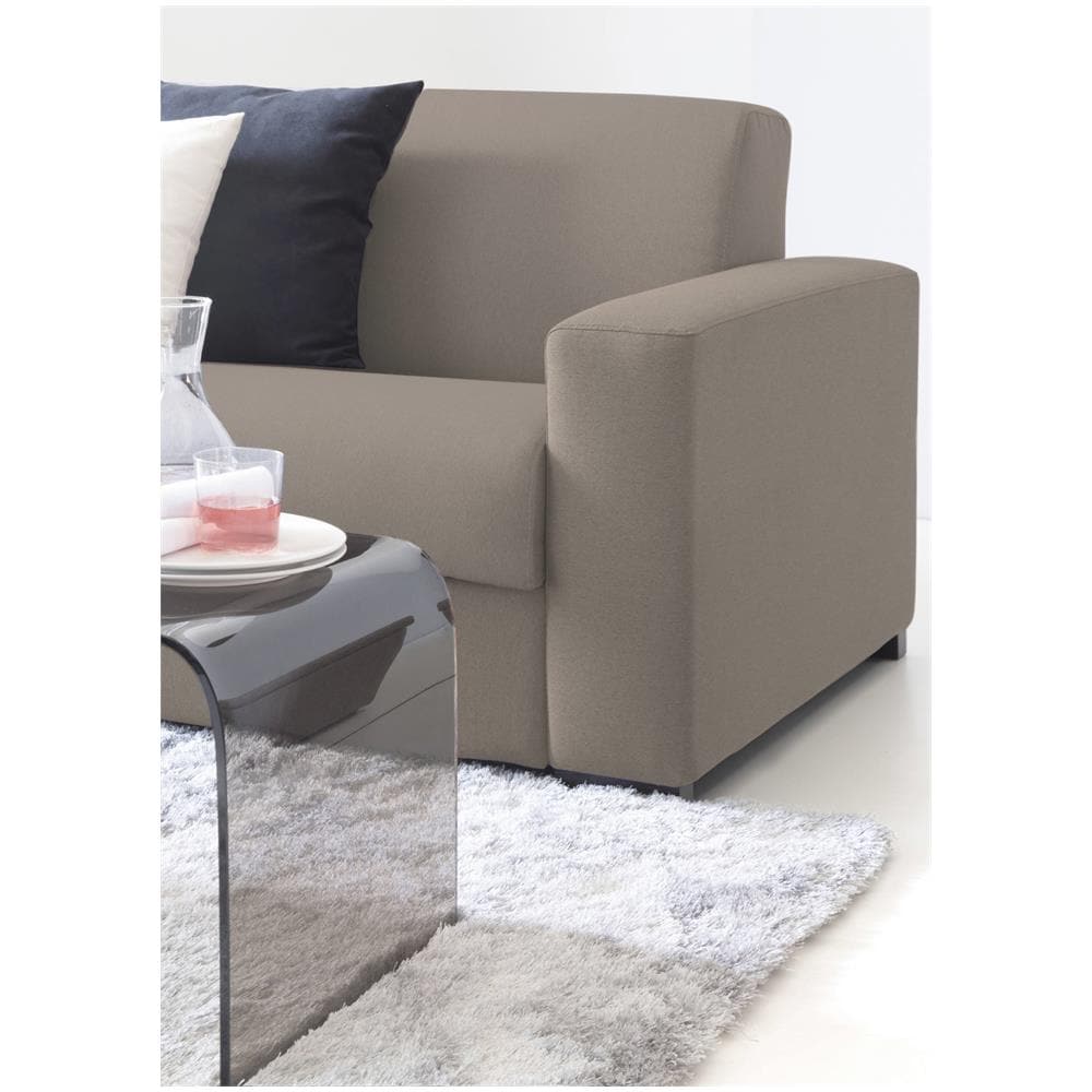 Divano Fisso Debora, Divano Ad Angolo, 100% Made In Italy, Sofà Soggiorno, Con Penisola Contenitore Reversibile, In Tessuto Imbottito, Con Braccioli Slim, Cm 260x95h90, Tortora - Foto 4