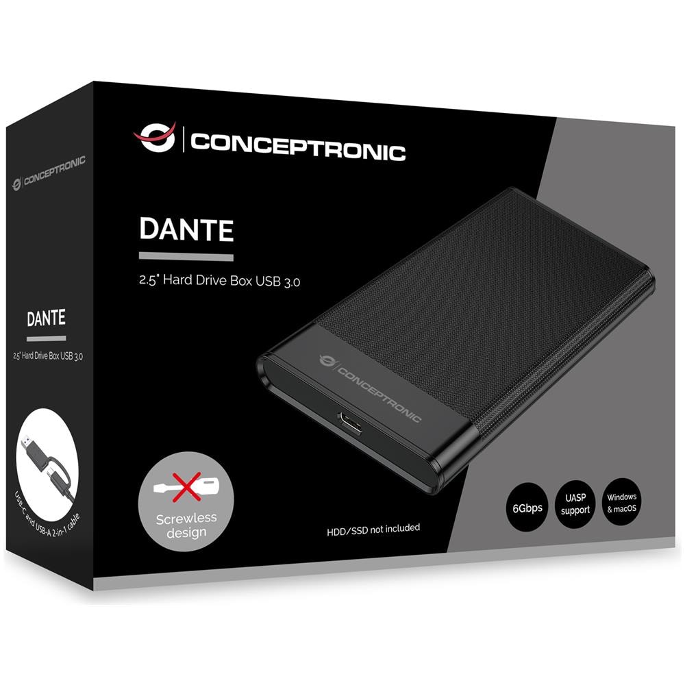 Contenitore di Unità di Archiviazione DANTE06B Box Esterno HDD /SSD 2.5" Colore Nero - Foto 6