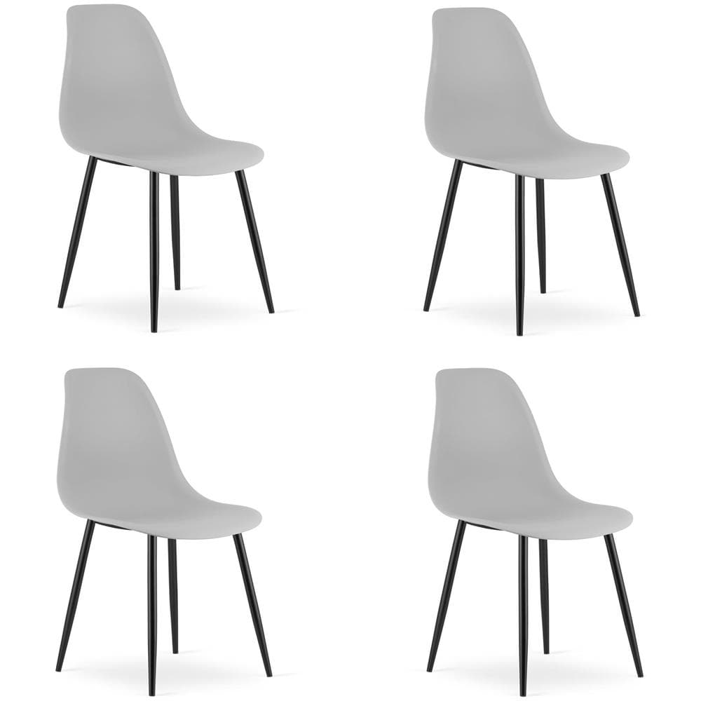 Sedia WAT grigio / gambe nere x 4 - Foto 1