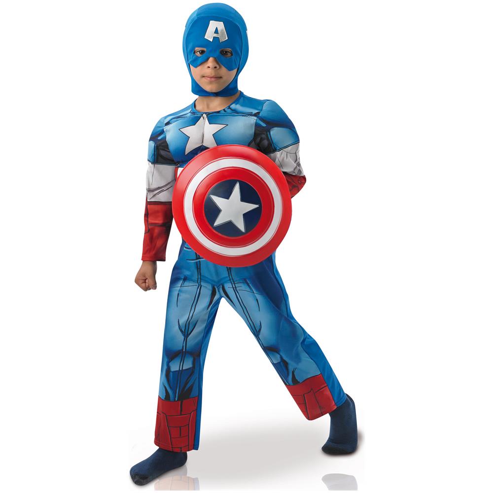 Costume Da Capitan America Per Bimbo Versione Lusso 7 A 8 Anni - Foto 1