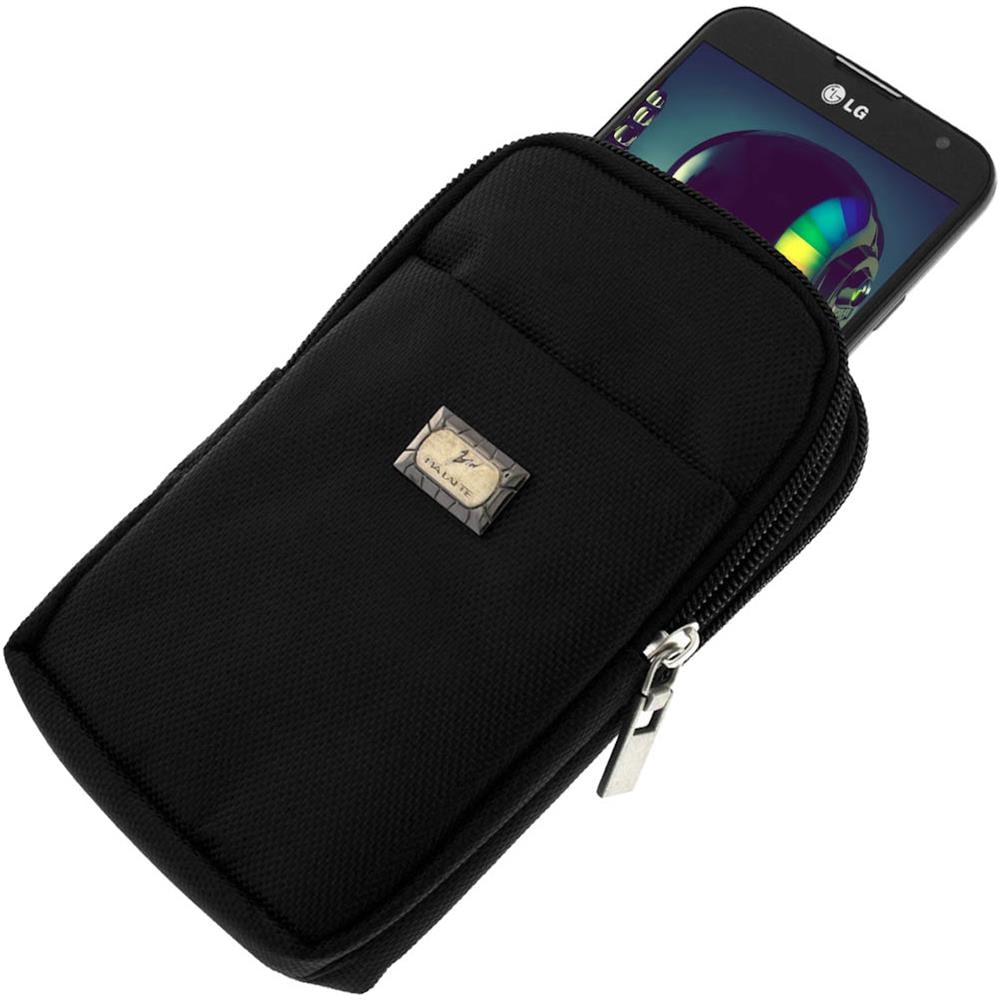 Custodia Smartphone Cintura Universale Doppia Tasca Nylon Spesso Nero - Foto 1