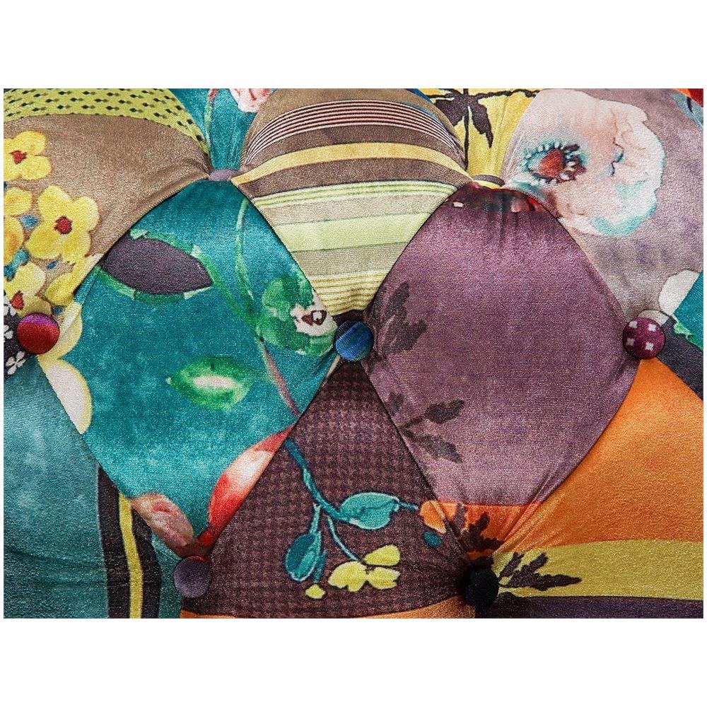 Beliani Poltrona Vintage In Tessuto Patchwork Multicolore Giallo