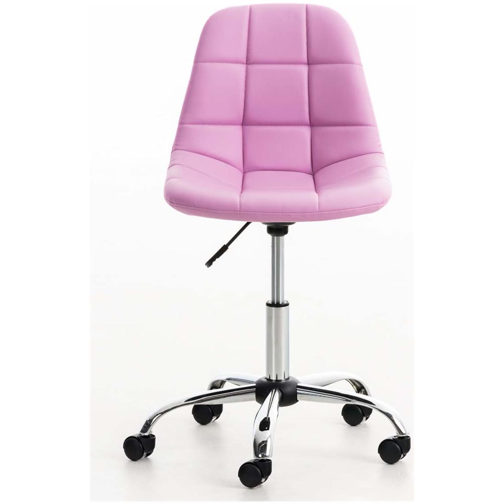 Sedia Ufficio Emil in Similpelle Trapuntata - Poltroncina da Scrivania con Ruote Antiattrito I Sgabello da Scrivania con Schienale I Poltrona Girevole Regolabile Rosa - Foto 2