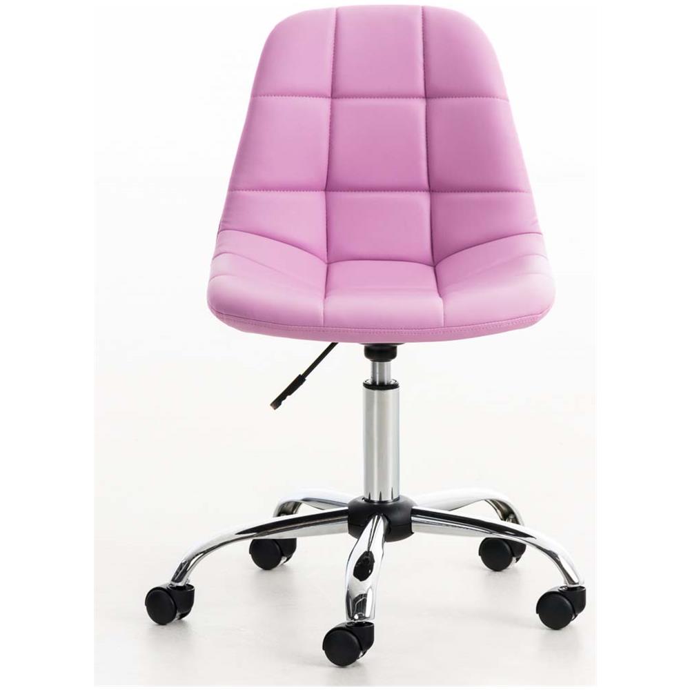 Sedia Ufficio Emil in Similpelle Trapuntata - Poltroncina da Scrivania con Ruote Antiattrito I Sgabello da Scrivania con Schienale I Poltrona Girevole Regolabile Rosa - Foto 5