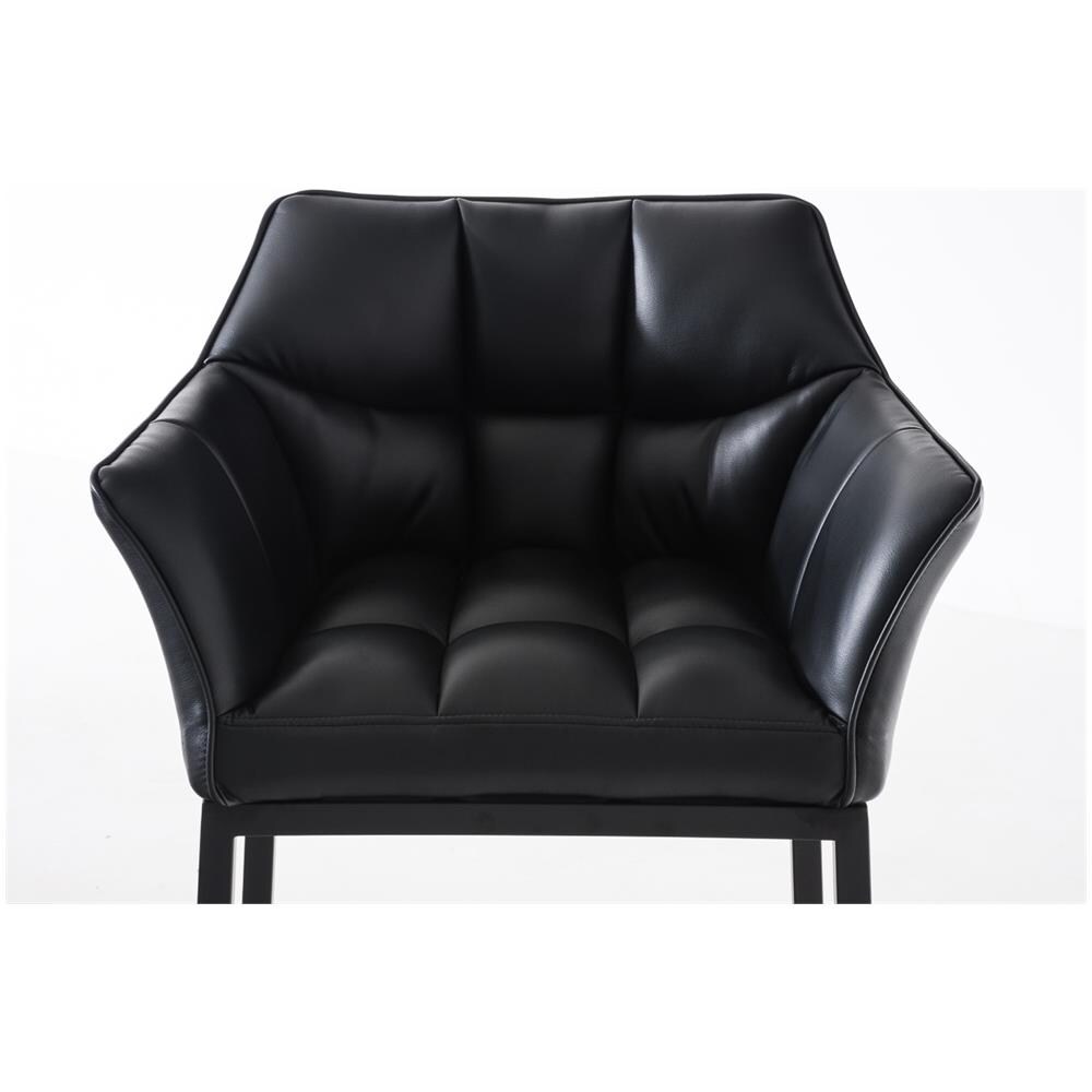 Sgabello Alto Bar DAMASO in Similpelle - Sedia Sgabello con Braccioli e Schienale Imbottiti e Poggiapiedi l Sgabello Fisso Bar Cucina Pub in Acciaio - H 83 cm Nero Nero - Foto 5