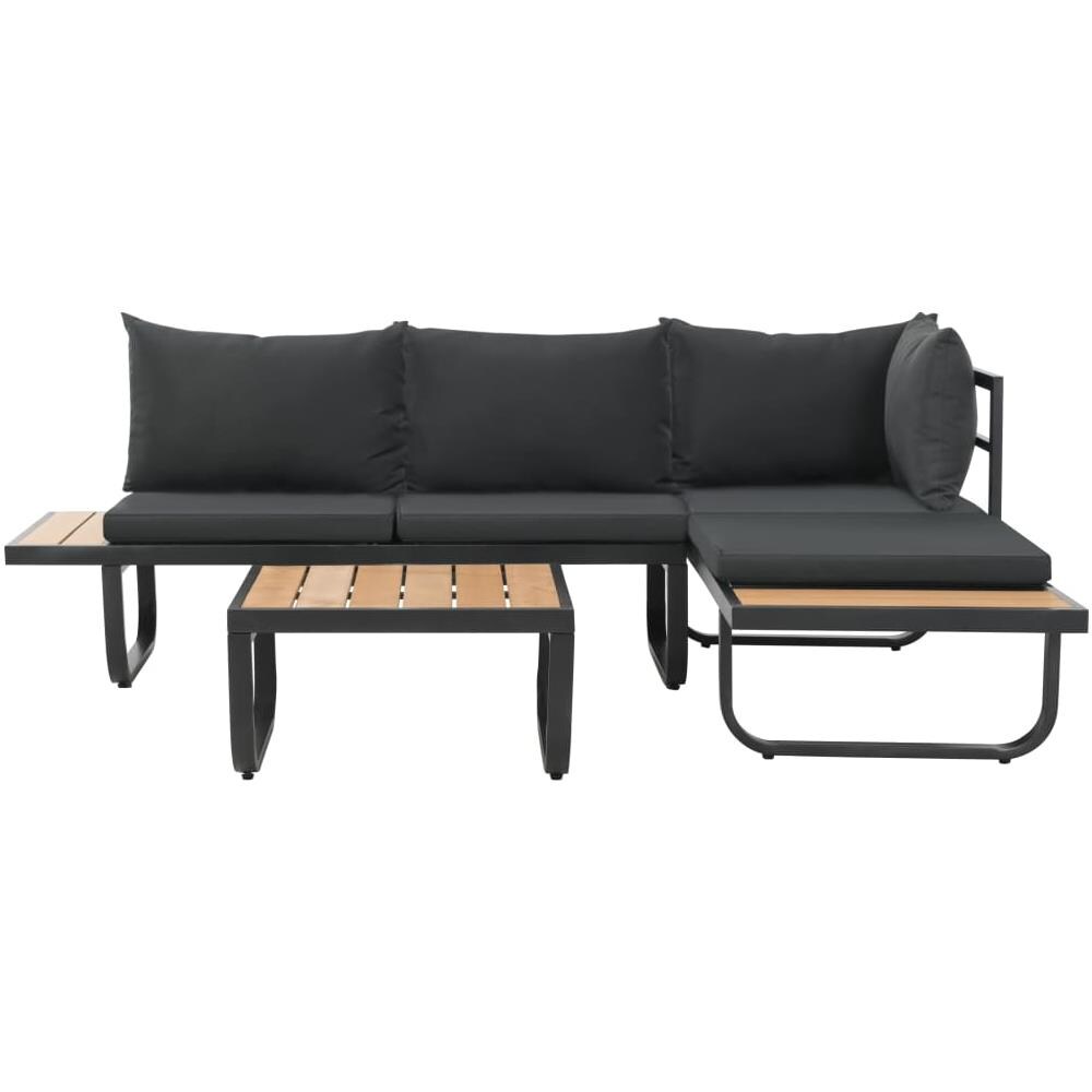 Set Divano da Giardino 2 pz ad Angolo Cuscini in Alluminio WPC - Foto 2