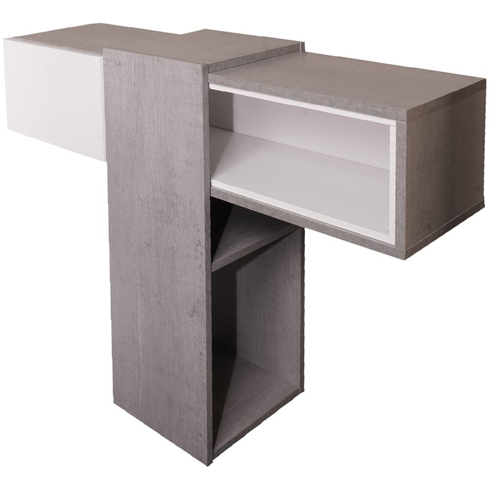 Mobile Ingresso Con Specchio Dmora - Entratina Sospesa Con Cassetto, Bianco E Cemento, 43x32x90 Cm