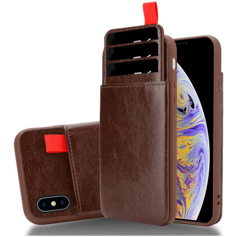 Cadorabo Custodia Compatibile Con Apple Iphone Xs Max In Marrone Rovere - Coperchio Protettivo In Silicone Tpu E Copertura In Finta Pelle, Con Scomparto E Slot Per Carte Di Credito Estraibili - Foto 1