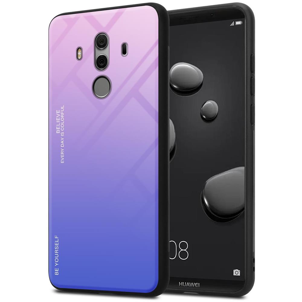 Custodia Compatibile Con Huawei Mate 10 Pro In Rosa - Blu - Coperchio Protettivo Bicolore In Vetro Temperato E Silicone Tpu - Foto 1